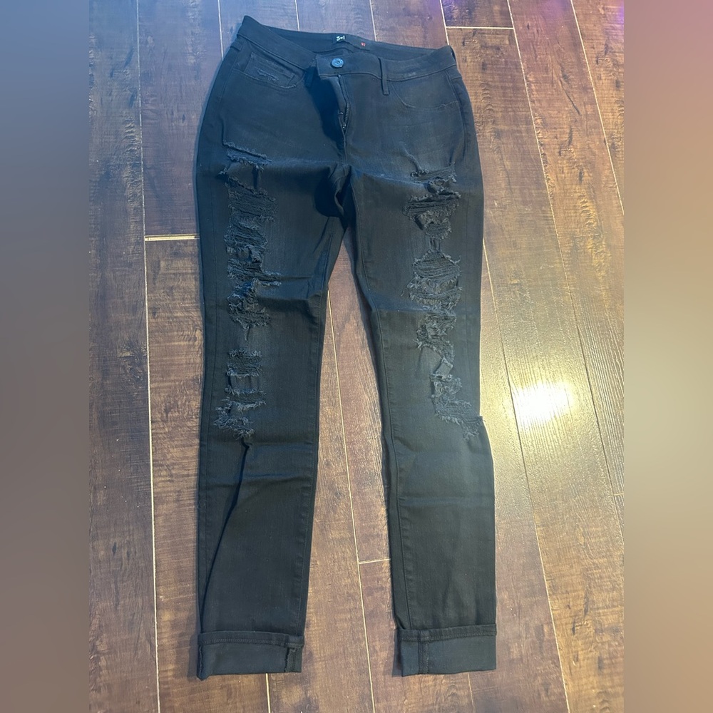 3x1 NYC black jeans with rips size 28